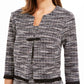 Vestido de tweed feminino conectado e jaqueta com franjas, branco/vinho, tamanho 10