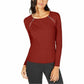 Suéter feminino com gola raglan e joia da INC International Concepts, cinza, tamanho pequeno