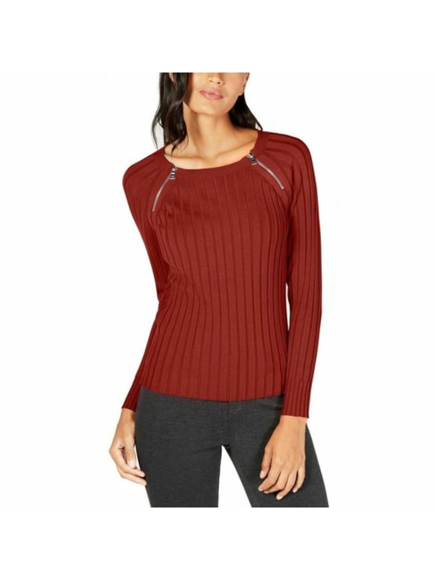 Suéter feminino com gola raglan e joia da INC International Concepts, cinza, tamanho pequeno
