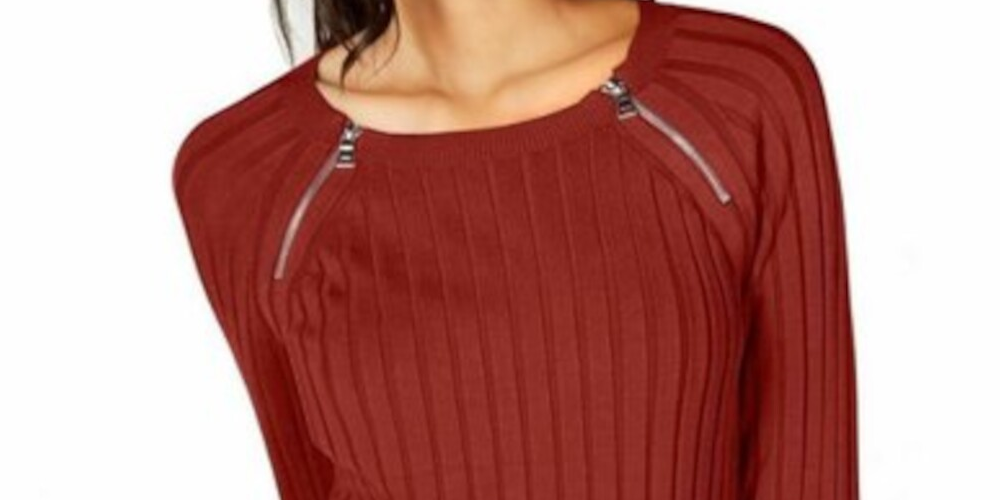 Suéter feminino com gola raglan e joia da INC International Concepts, cinza, tamanho pequeno