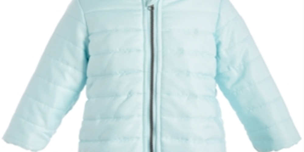 First Impressions Jaqueta acolchoada com capuz e forro de pele para bebês meninos, azul, tamanho 6-9 meses