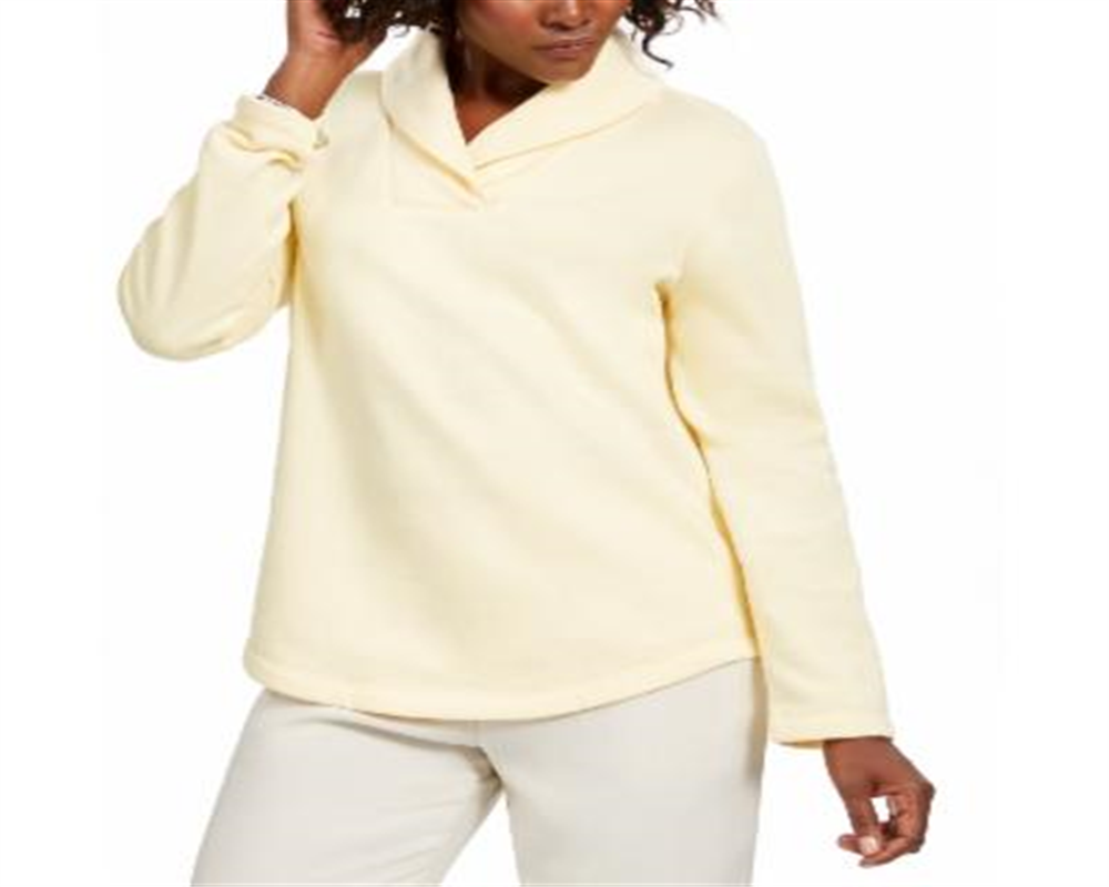 Karen Scott Suéter Feminino Esportivo Gola Xale Fleece Amarelo Tamanho P