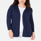 Karen Scott Cardigan Feminino Frente Aberta Azul Tamanho Pequeno Médio