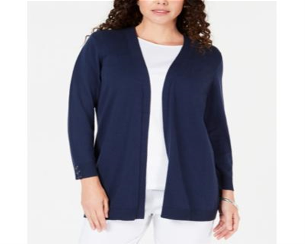 Karen Scott Cardigan Feminino Frente Aberta Azul Tamanho Pequeno Médio