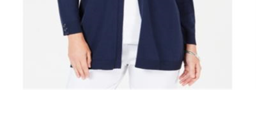 Karen Scott Cardigan Feminino Frente Aberta Azul Tamanho Pequeno Médio