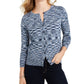 Cardigan feminino com botões tingidos no espaço, azul, tamanho pequeno, Charter Club