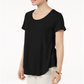 Camiseta feminina JM Collection com decote redondo e cor lisa, preta, tamanho P