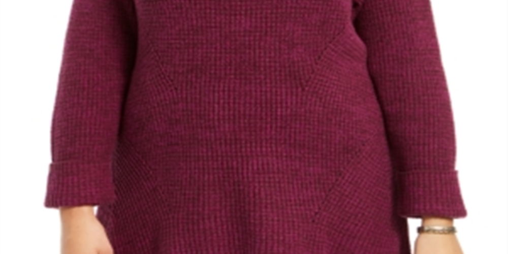 Suéter pulôver feminino com punho canelado e manga comprida estilo &amp; co, roxo, tamanho 1X