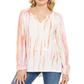 Blusa estilo camponesa tie-dye feminina estilo &amp; co, tingida em rosa, tamanho pequeno