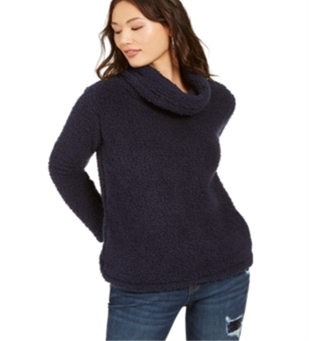 Suéter feminino estilo &amp; co com gola alta e forro de lã sintética sherpa, tamanho azul-marinho, pequeno P