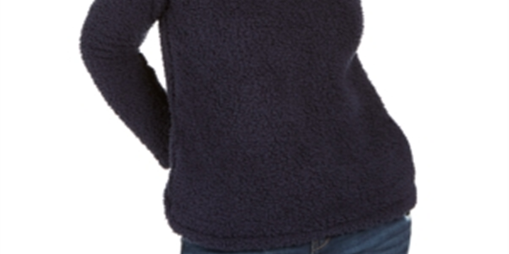 Suéter feminino estilo &amp; co com gola alta e forro de lã sintética sherpa, tamanho azul-marinho, pequeno P