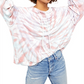 Suéter feminino com gola redonda e manga comprida tie-dye da Free People, tamanho grande, branco