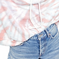 Suéter feminino com gola redonda e manga comprida tie-dye da Free People, tamanho grande, branco