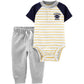 Body e calça jogger Carter's Baby Boy, 2 peças, color block, branco, tamanho 18 meses