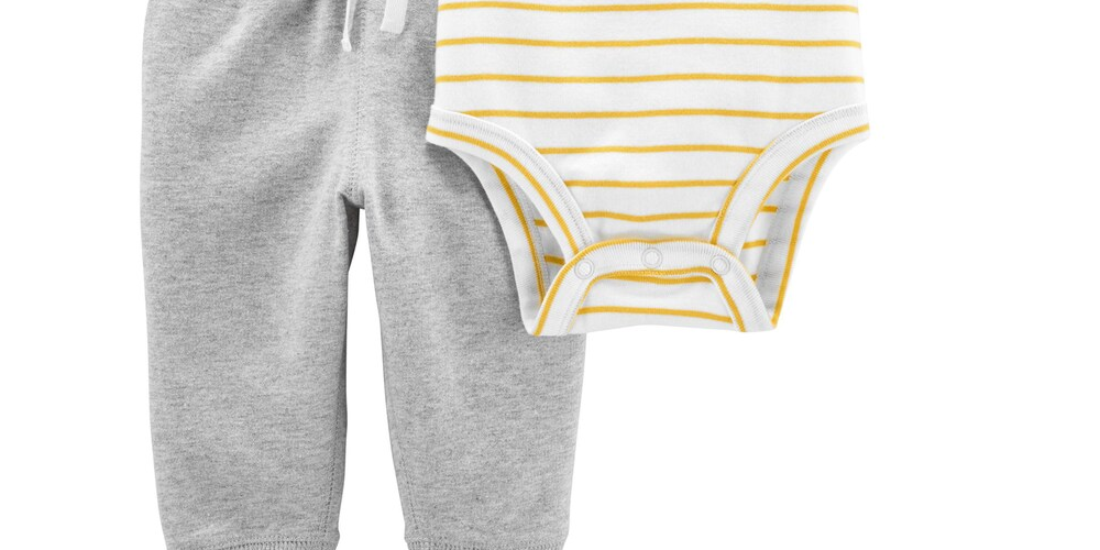 Body e calça jogger Carter's Baby Boy, 2 peças, color block, branco, tamanho 18 meses