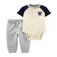 Body e calça jogger Carter's Baby Boy, 2 peças, color block, branco, tamanho 18 meses