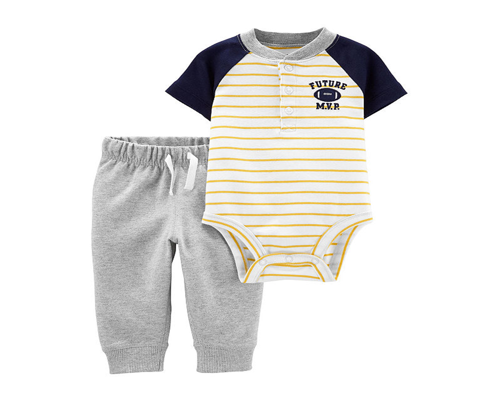 Body e calça jogger Carter's Baby Boy, 2 peças, color block, branco, tamanho 18 meses