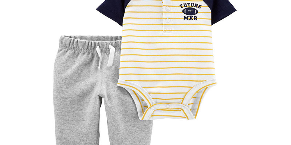 Body e calça jogger Carter's Baby Boy, 2 peças, color block, branco, tamanho 18 meses