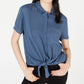 Blusa feminina com gola Hippie Rose, azul, tamanho X-G