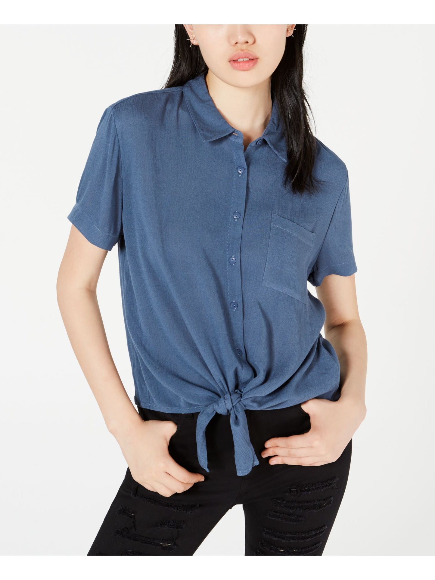 Blusa feminina com gola Hippie Rose, azul, tamanho X-G