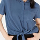 Blusa feminina com gola Hippie Rose, azul, tamanho X-G