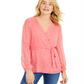 Charter Club feminino Clip Dot Wrap Top vermelho tamanho grande
