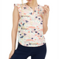 Blusa feminina estampada Maison Jules com decote dividido, branca, tamanho XX-G
