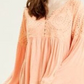 Blusas femininas Free People Blush Sun Eyelet Sea of ​​Love Manga Sino Blush Tamanho Grande