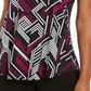 JM Collection Blusa feminina com decote redondo e damasco, preta, tamanho pequeno