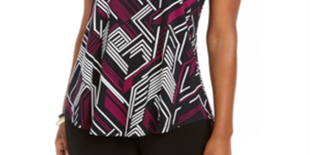 JM Collection Blusa feminina com decote redondo e damasco, preta, tamanho pequeno