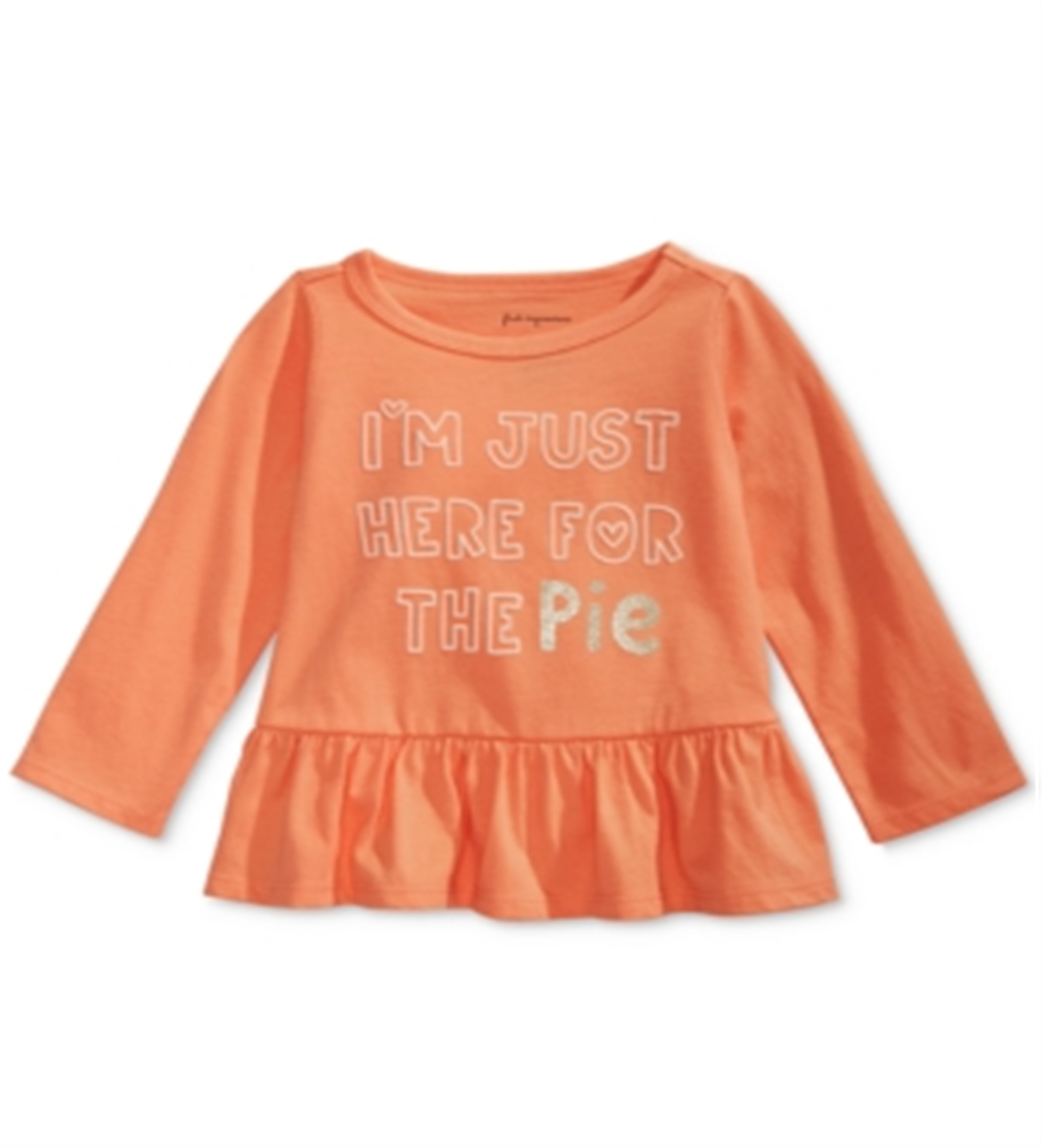 Camiseta infantil First Impressions Cotton Pie com bainha peplum laranja tamanho 0-3 M