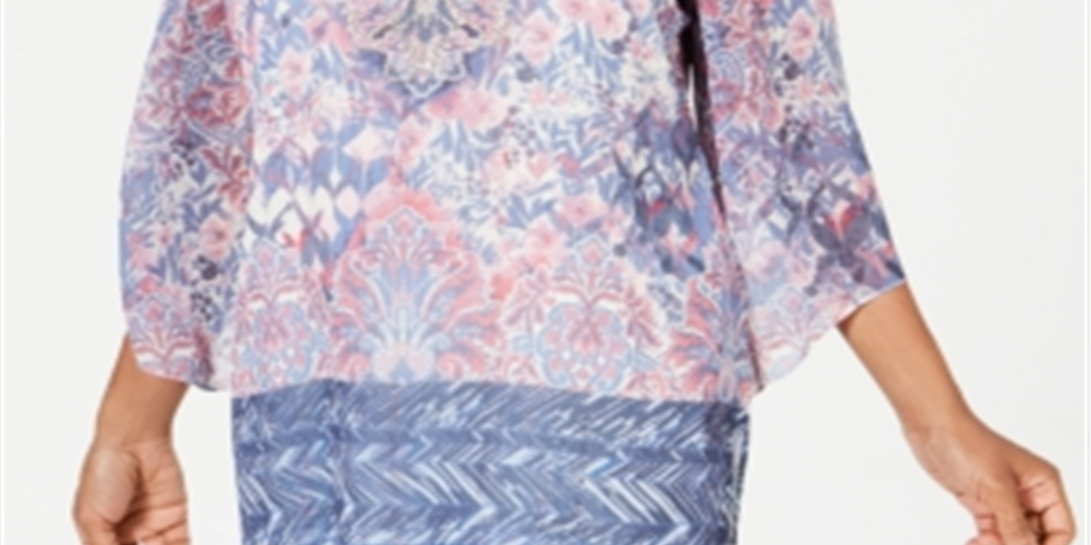 JM Collection Top Feminino Manga Anjo Embelezado Azul Tamanho P