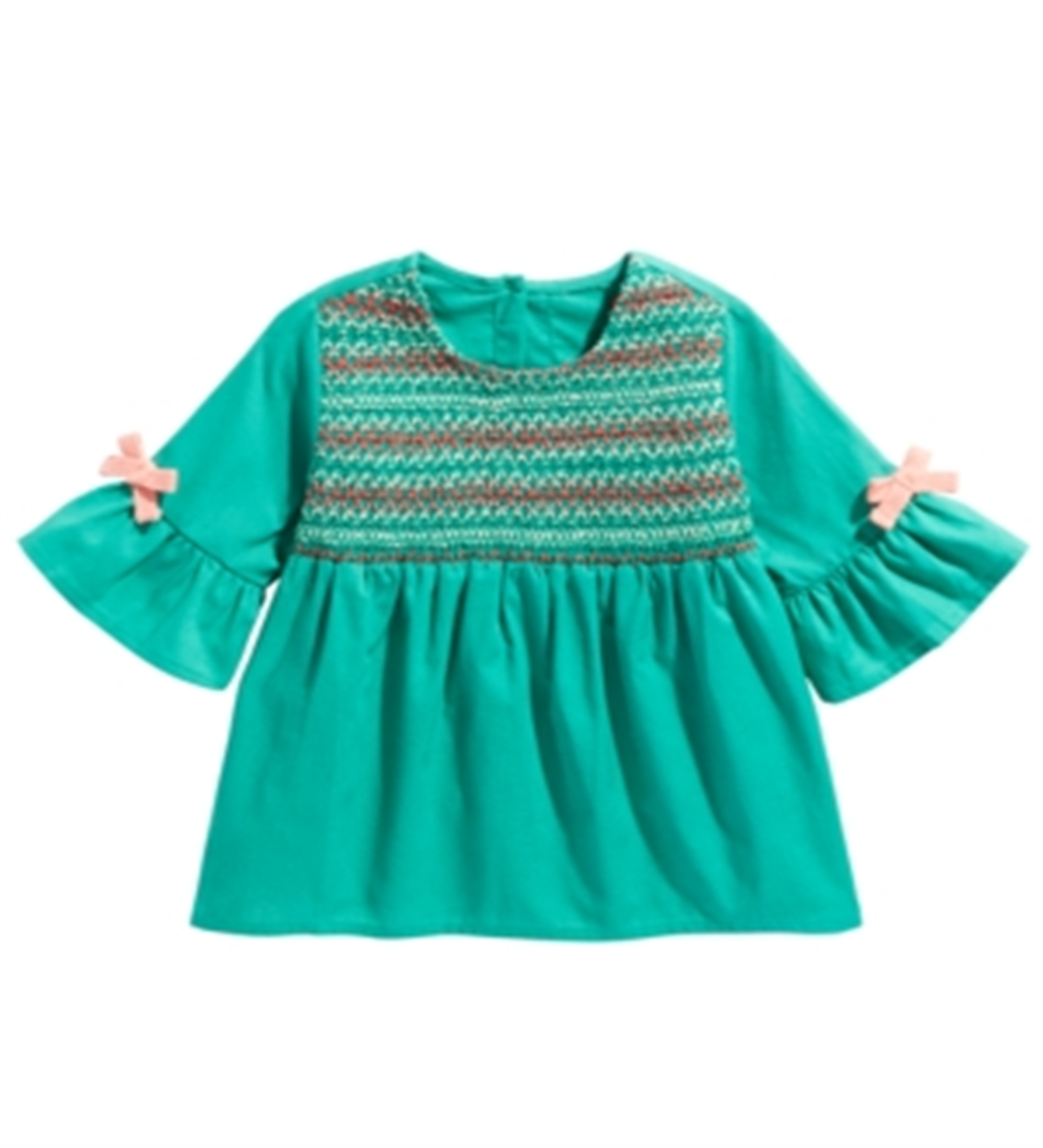Blusa franzida para bebê First Impressions, verde, tamanho 18 meses