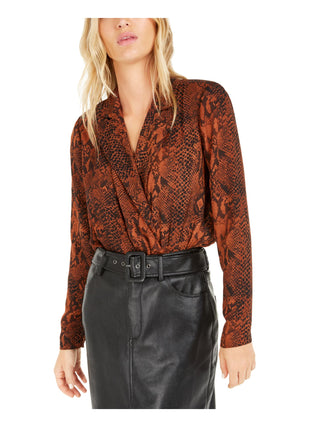 Body feminino Bar III com estampa animal para usar no trabalho, laranja, tamanho X-S