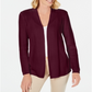 Cardigan feminino Karen Scott de malha mista de algodão, cor merlot, tamanho pequeno G