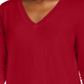 Suéter feminino Maison Jules com decote em V, vermelho, tamanho médio