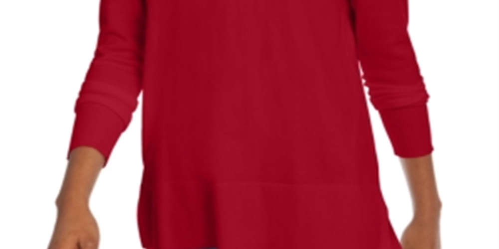 Suéter feminino Maison Jules com decote em V, vermelho, tamanho médio