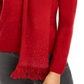 Karen Scott Suéter e cachecol femininos com detalhes em vermelho, tamanho pequeno G