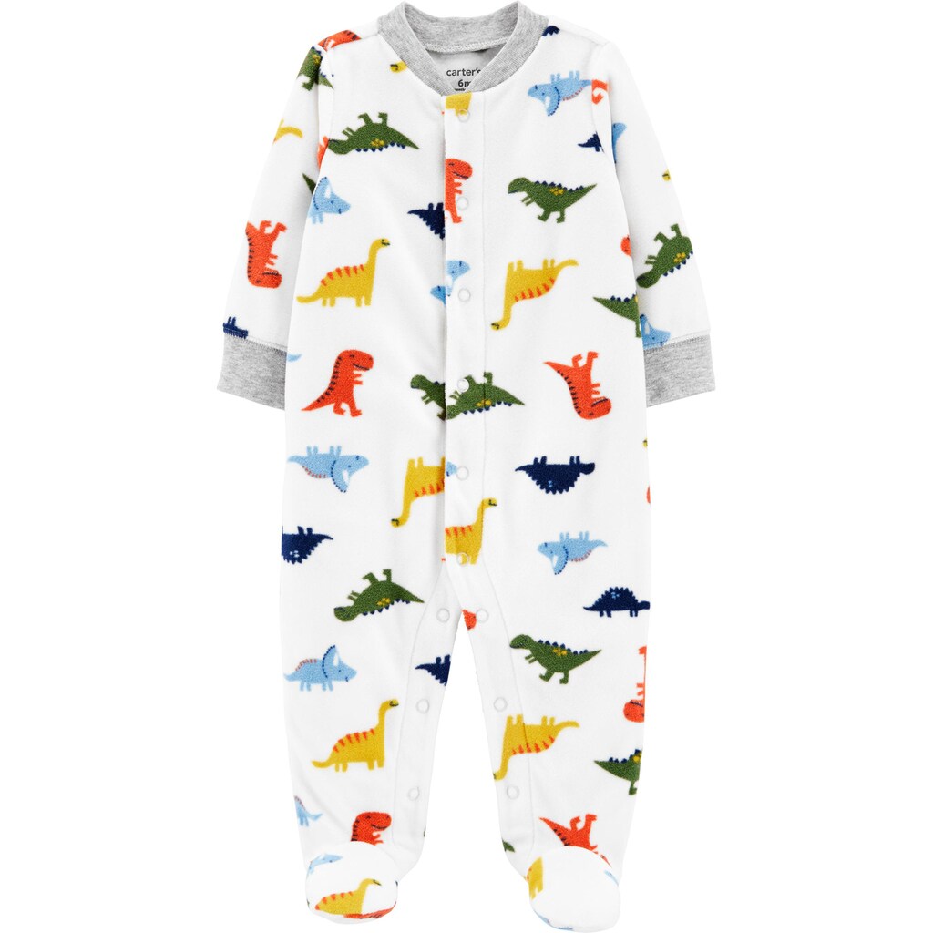 Calça Carter's Boy's Print Dinosaur Fleece Footie Branca Tamanho 9MOS