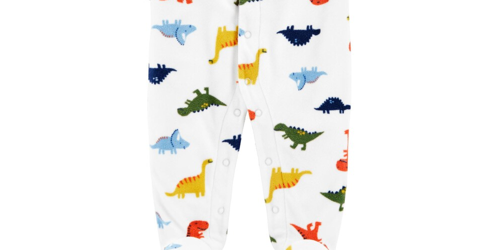 Calça Carter's Boy's Print Dinosaur Fleece Footie Branca Tamanho 9MOS