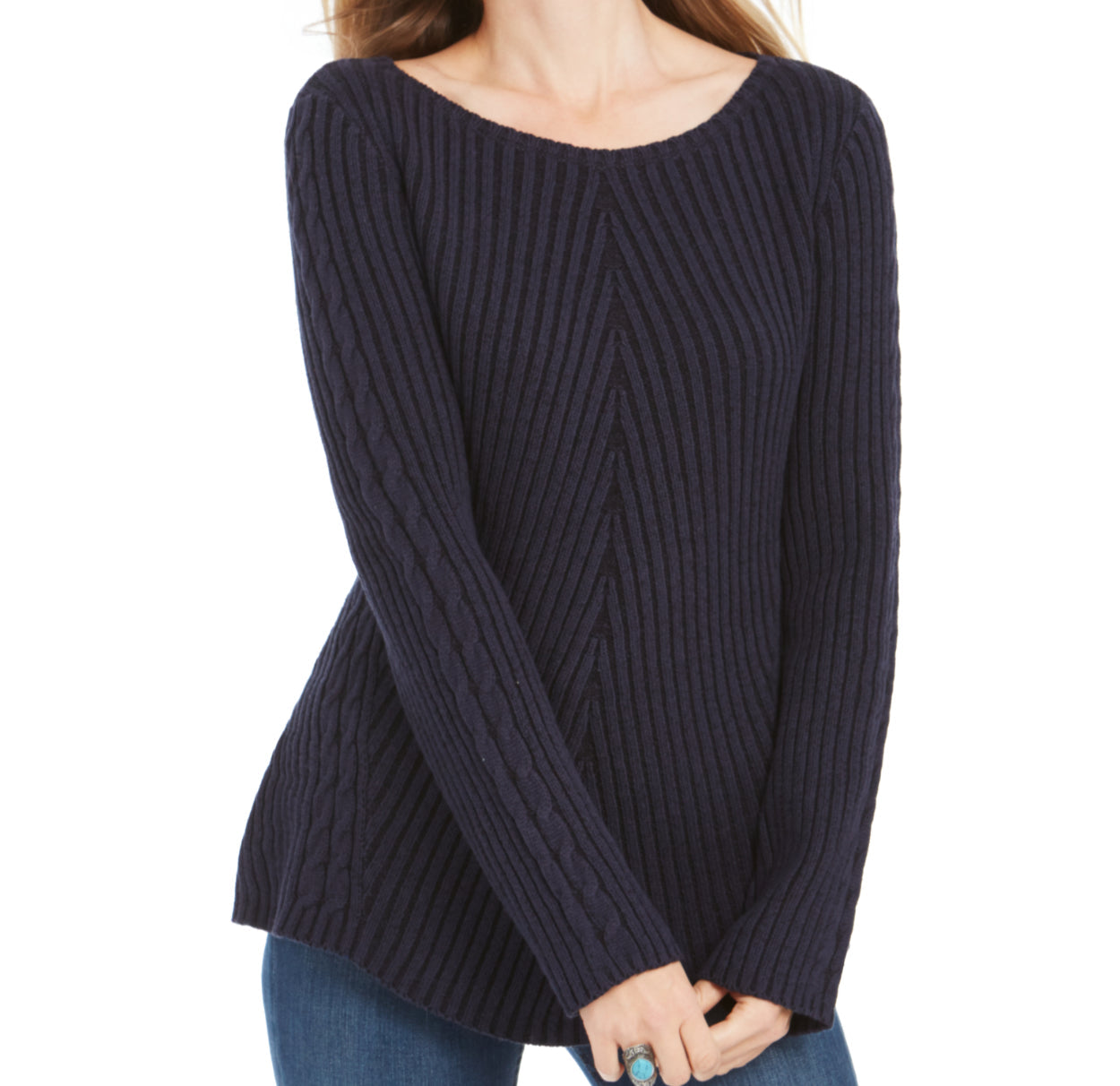 Suéter de malha canelada feminino Style &amp; Co, azul, tamanho XX-G