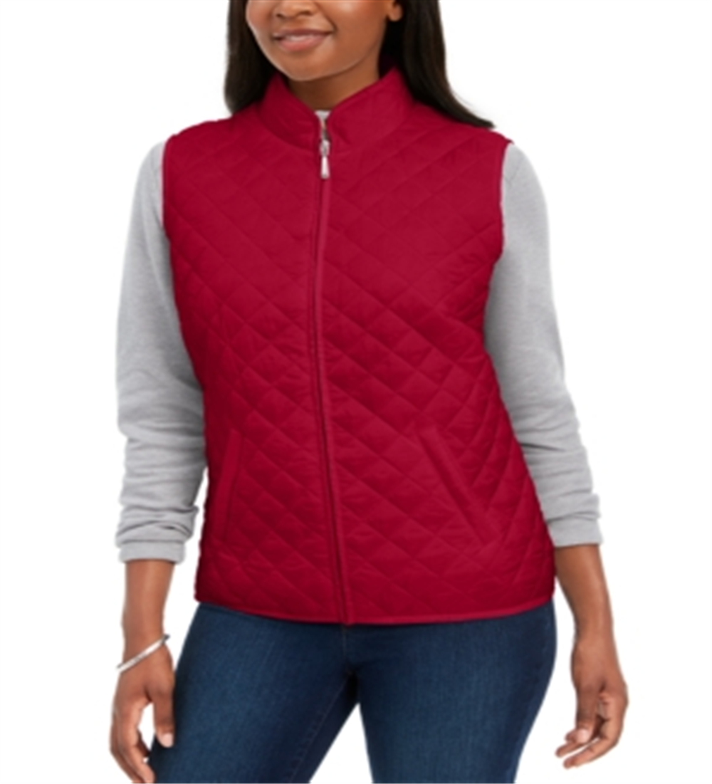 Colete acolchoado feminino Karen Scott, vermelho, tamanho pequeno P