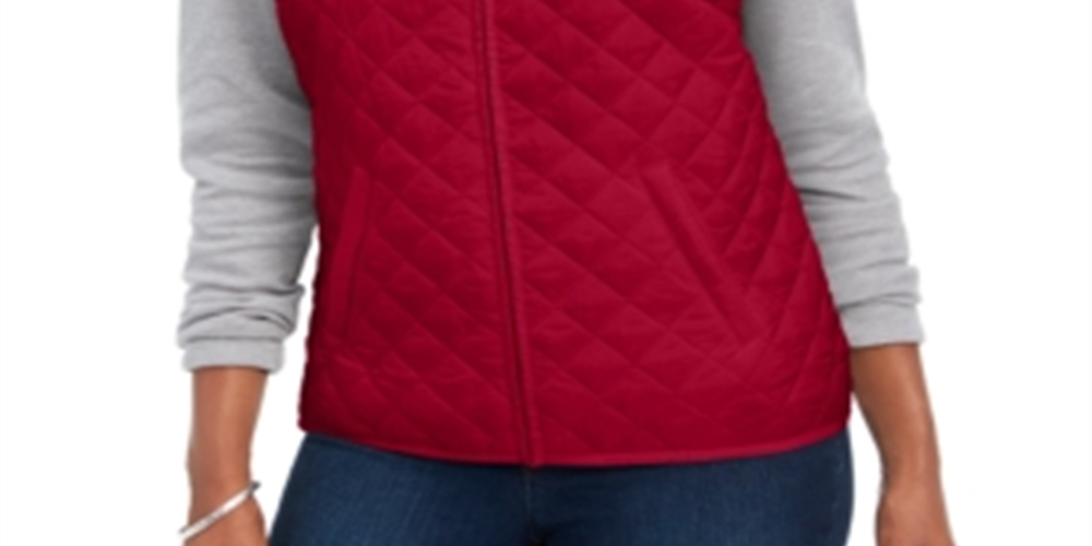 Colete acolchoado feminino Karen Scott, vermelho, tamanho pequeno P
