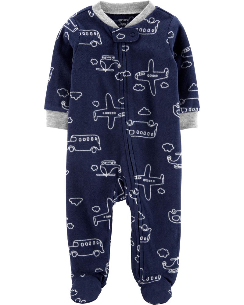 Carter's Boy's Airplane Microfleece Footie Azul Tamanho 3MOS