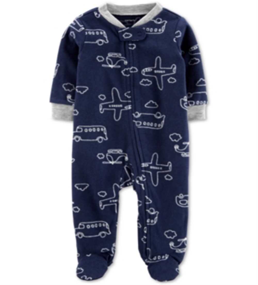 Carter's Boy's Airplane Microfleece Footie Azul Tamanho 3MOS