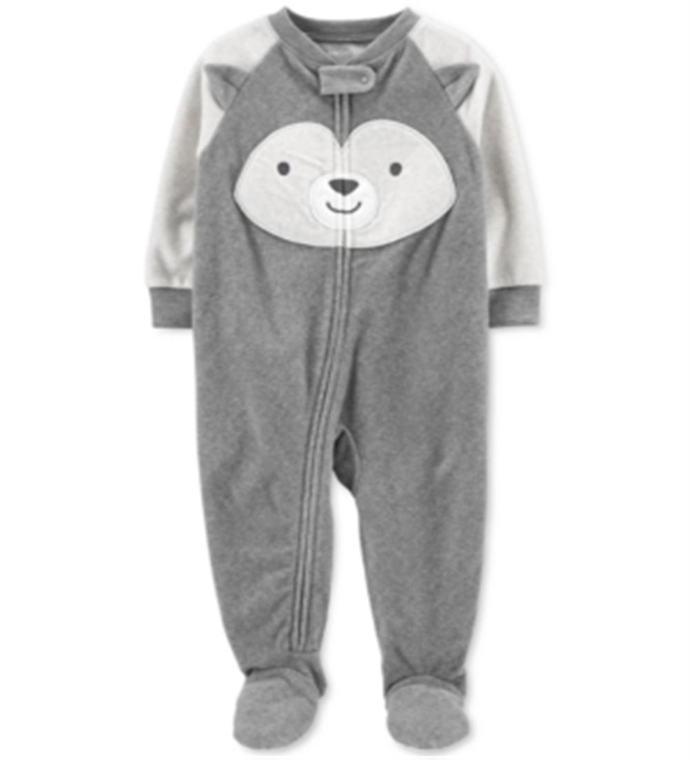 Carter's Boy's Print Husky Fleece Footie Cinza Tamanho 12MOS