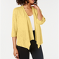 Cardigan feminino Alfani de linho com frente aberta, amarelo, tamanho pequeno