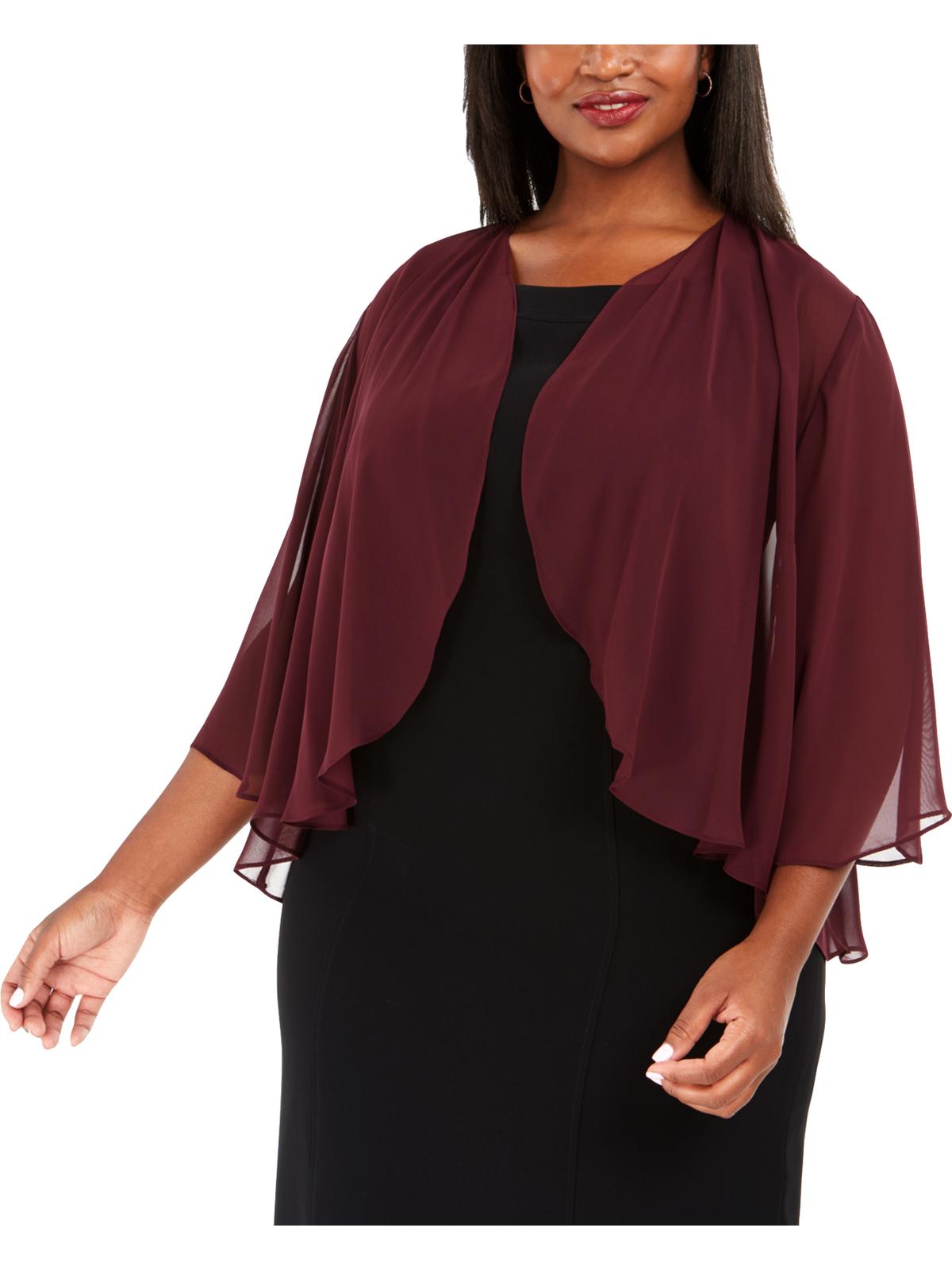 Bolero de chiffon transparente feminino Alex Evenings, jaqueta de noite com frente aberta, tamanho 2X