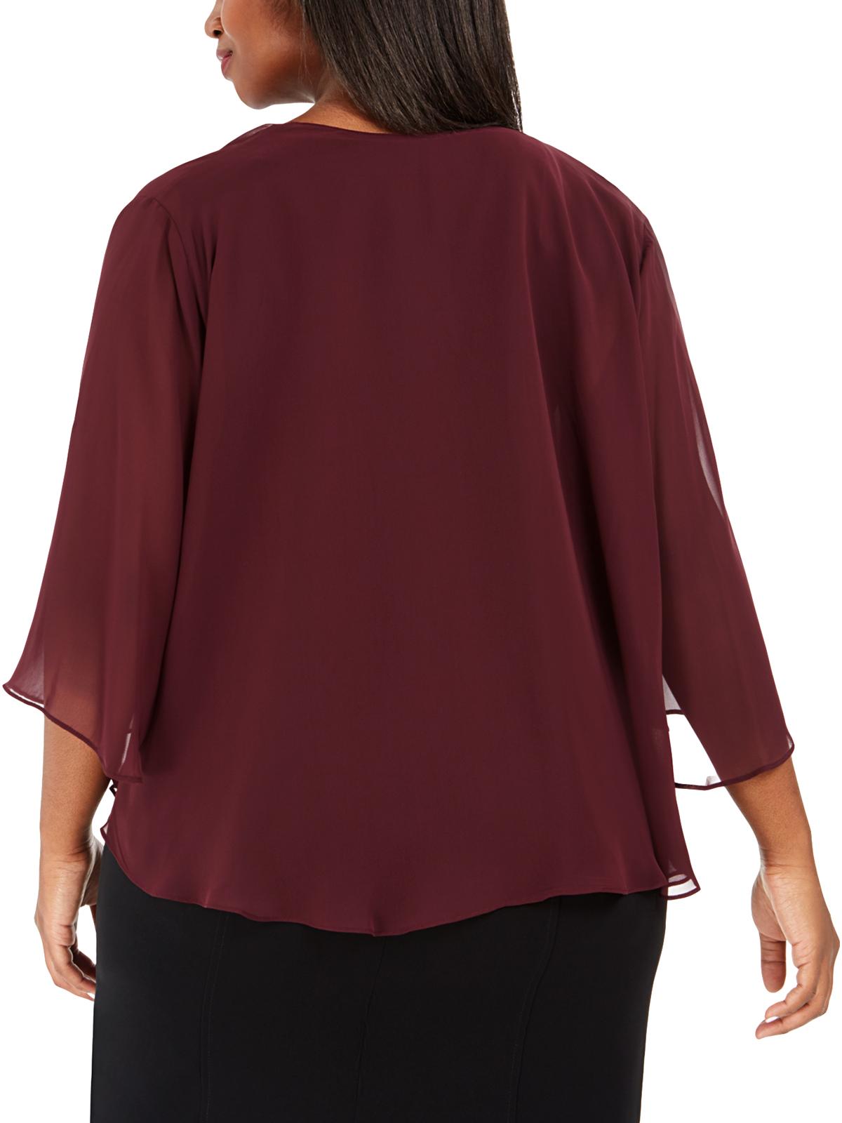 Bolero de chiffon transparente feminino Alex Evenings, jaqueta de noite com frente aberta, tamanho 2X