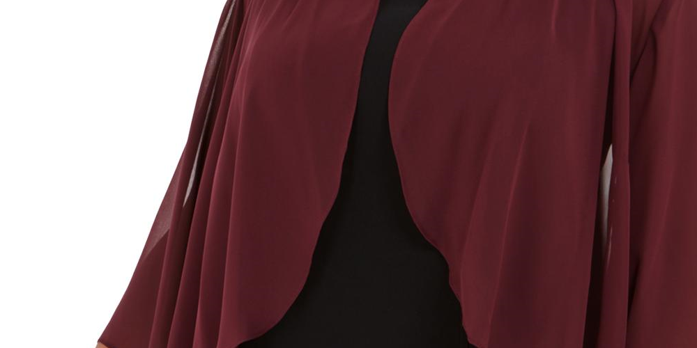 Bolero de chiffon transparente feminino Alex Evenings, jaqueta de noite com frente aberta, tamanho 2X